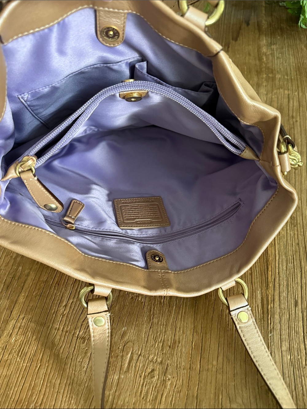 Coach Pebbled Leather Shoulder Satchel in Taupe - Picture 4 of 12